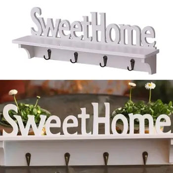 

4 hooks Organizer Household Towel Holder With Shelf Self-Adhesive Wall Mounted No Drilling Multifunctional Storage Bathroom