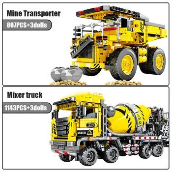 

Compatible with Lepining Technology Car Truck Excavator Road Roller SEMBO Urban Engineering Bulldozer Crane Building Blocks