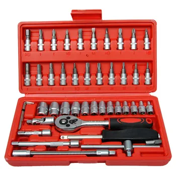 

1/4 46PCS set Small Fast Ratchet Sleeve Auto Repair Sleeve Maintenance Tool Set