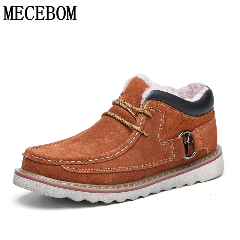 

2019 Men Winter Fur Suede Shoes Warm Plush Casual Ankle Boots Comfortable Tooling Mens Driving Business Shoes Footwears