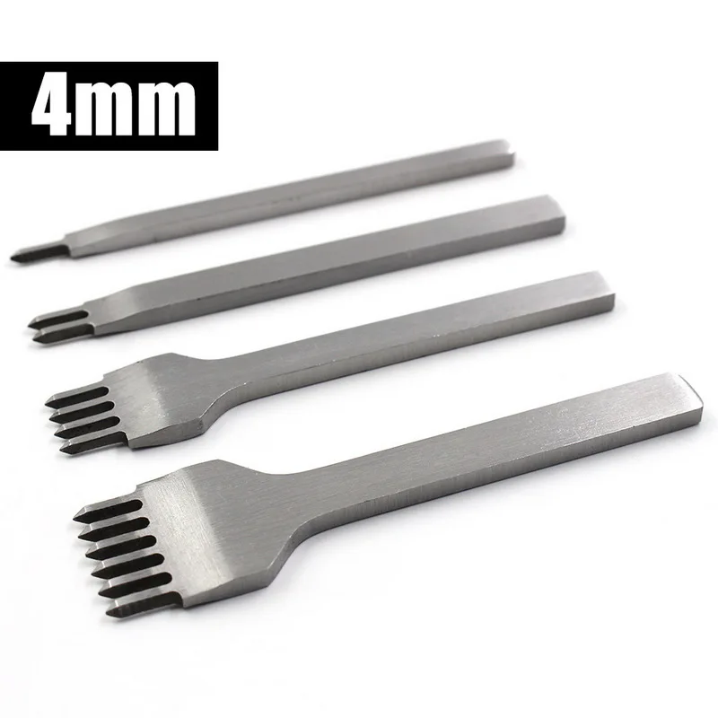 4mm 4 шт./компл. 3/4/5/6 мм кожи дыроколы для шнуровки для сшивания удар инструменты для рукоделия для шнуровки для сшивания инструменты ручной работы Сталь задерживаться - Цвет: 4mm
