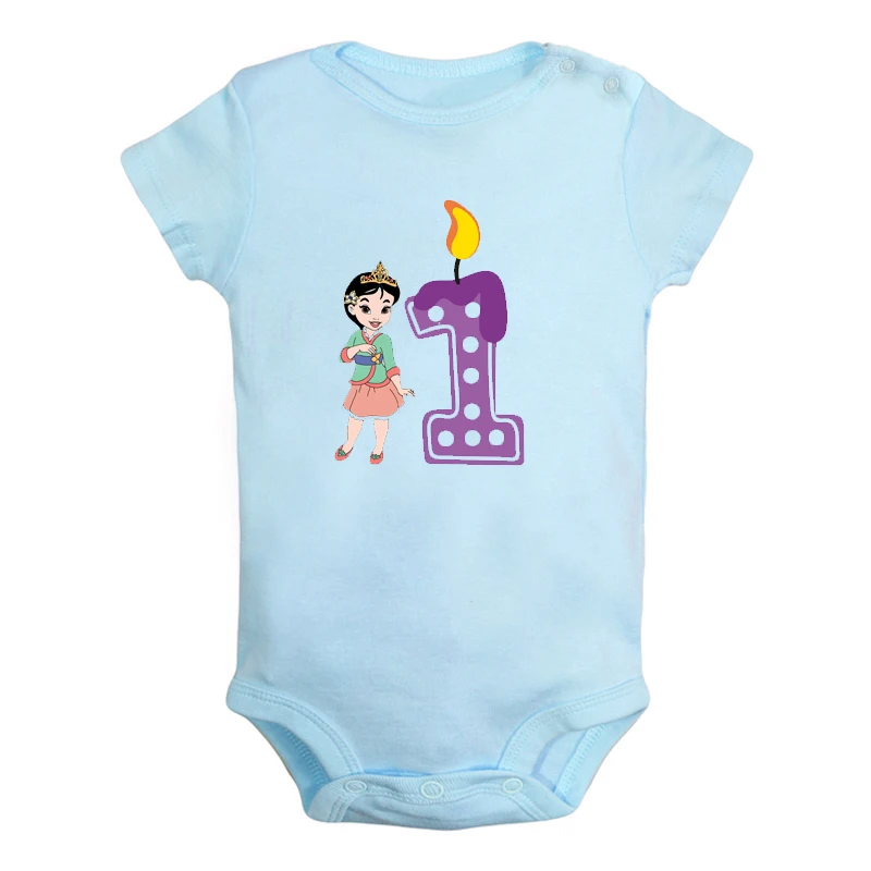 ifBaby2823BL Милая Одежда для новорожденных девочек и мальчиков с надписью «I'm 1 Year Little Tiana» на первый день рождения комбинезон с короткими рукавами - Цвет: ifBaby2823BL