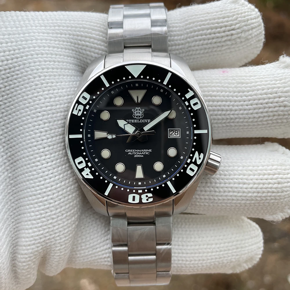 SD1971 Steeldive Diver automatic watches for men nh35 movement sport steel watch Ceramic bezel BGW9 Super Luminous Men's | Наручные