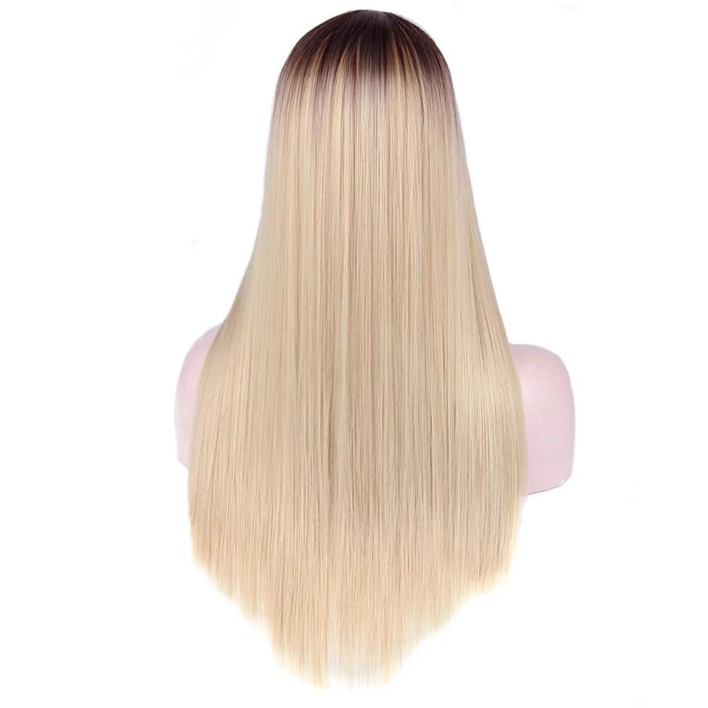 Pageup платиновый блондин парик 26 дюймов Pruik длинные прямые Термостойкие парики Омбре медовый блонд синтетические волосы парики для женщин