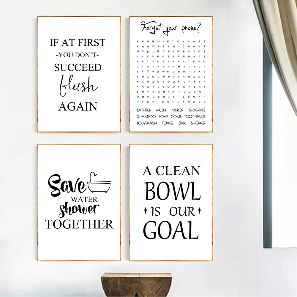 Funny-Bathroom-Signs-Wall-Art-Canvas-Painting-Quote-Illustration-Print-Toilet-Poster-Black-And-White-Picture