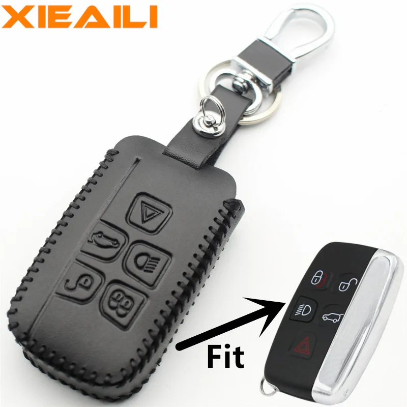 XIEAILI натуральная кожа 5 кнопочный умный чехол для ключей Land Rover Evoque/LR4/Discovery 4/freelander