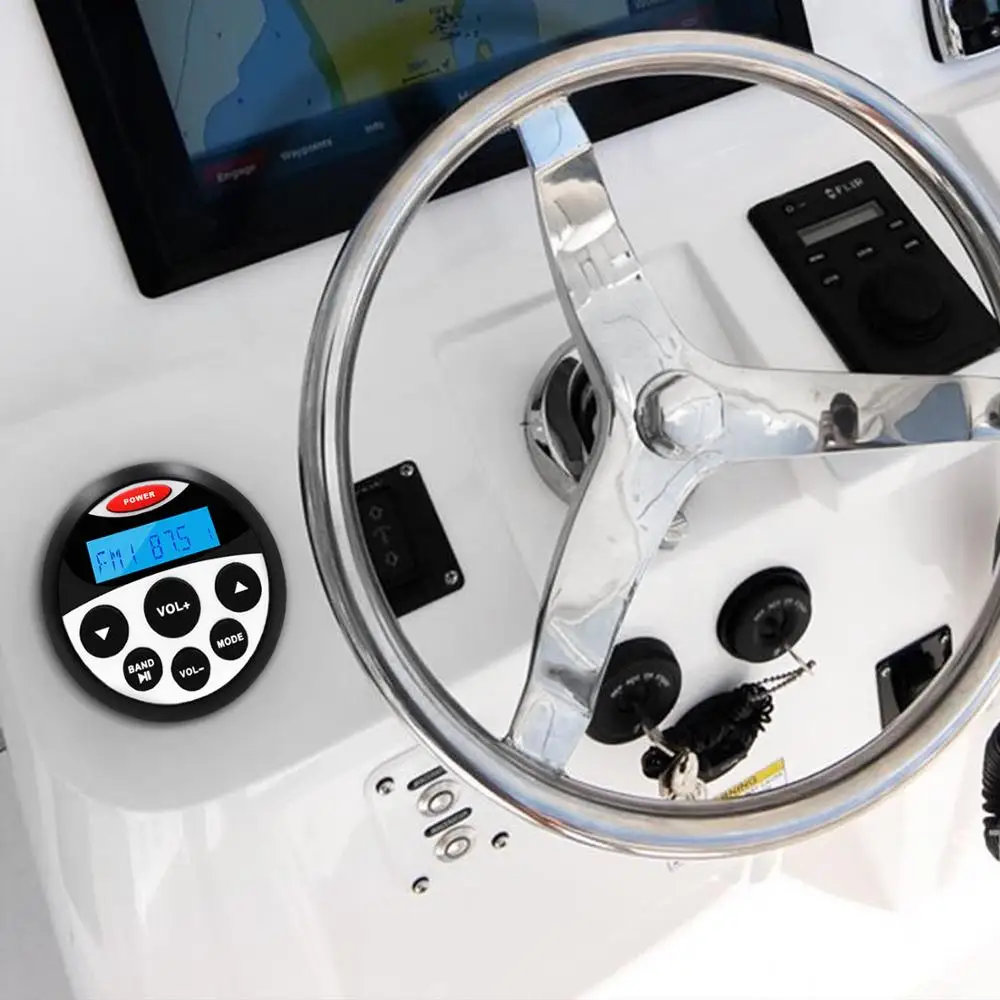 Waterproof Marine Radio Boat Stereo Bluetooth Audio Media Receiver FM AM Auto MP3 Player For RV UTV Golf Cart Yacht Motorcycle