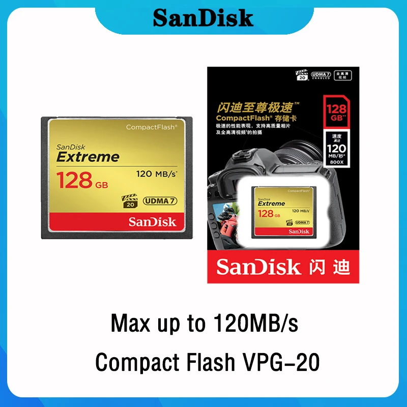 

SanDisk Extreme Compact Flash Memory Card 32 64 128 GB 120MBS CF Card 128GB 32GB 64GB Flash Card Memory Carte Memoire for Camera