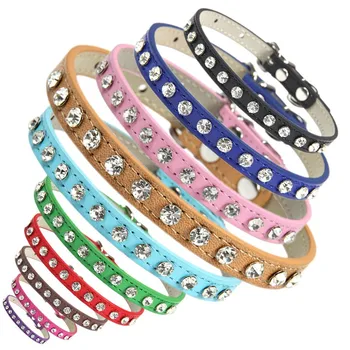 

Charm Diamond Cat Collar Bling Rhinestone Design Puppy Baby Dog Cat Collar Adjustable Leather Strap for Dogs Cats Supplies