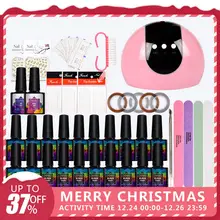 Маникюрные наборы набор гелей для ногтей с 24 Вт светодиодные лампы для 8 мл Гель-лак для ногтей комплект полу Перманентный набор инструментов для маникюра гель Лаки Наборы