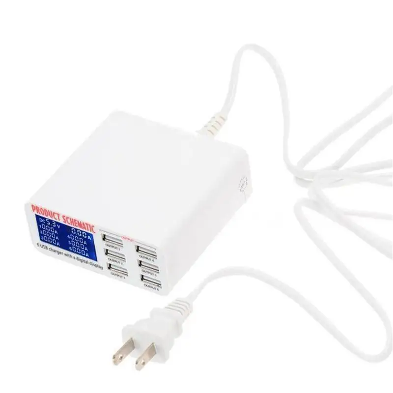 USB 3,0 Зарядка 6 портов 6A QC3.0 Смарт USB зарядное устройство адаптер концентратор многопортовый usb-хаб Зарядное устройство Док-станция с ЖК-дисплеем автоматическое определение
