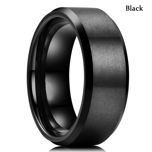 Men's 8mm Gold Groove Beveled Edge Tungsten Carbide Rings Inlay Meteorites Red Carbon Fibre Wedding Bands Boyfriend Gifts
