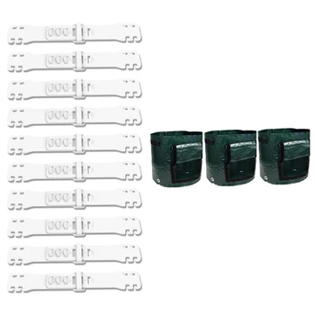 

10Pcs Adjustable Mask Ear Protection Buckle Hook White & 3Pcs Potato Grow Bags with Handles Access Flap