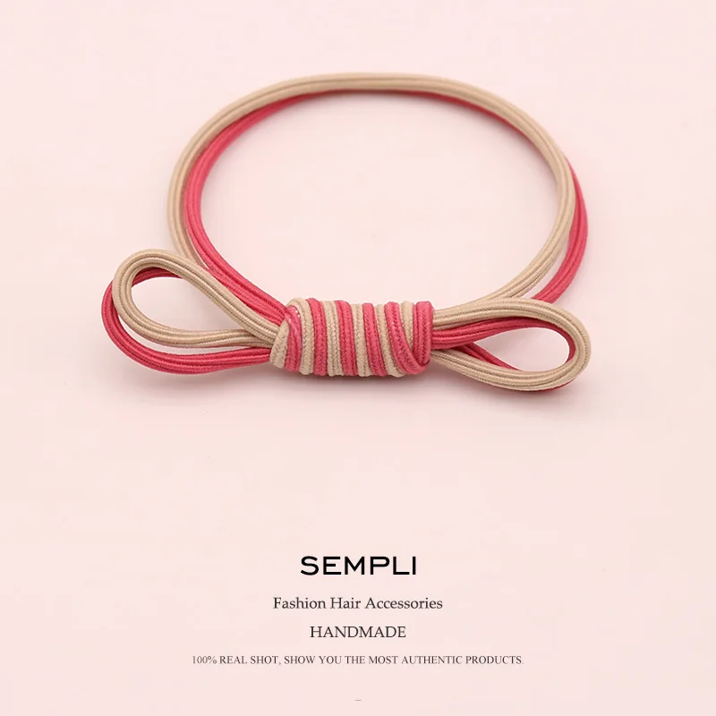 

Sempli Elastic Basic Simple High Elasticity Bow Two-Color Mixing For Women Hair Band Kid Children Rubber Band Headwear Scrunchie