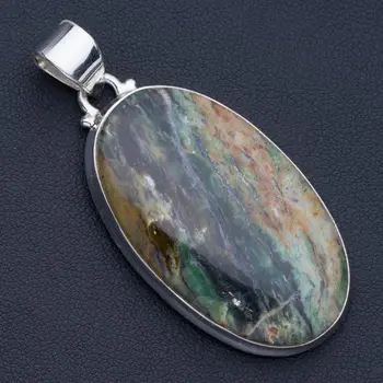

Natural Seraphinite Punk Style 925 Sterling Silver Pendant 2" P0709