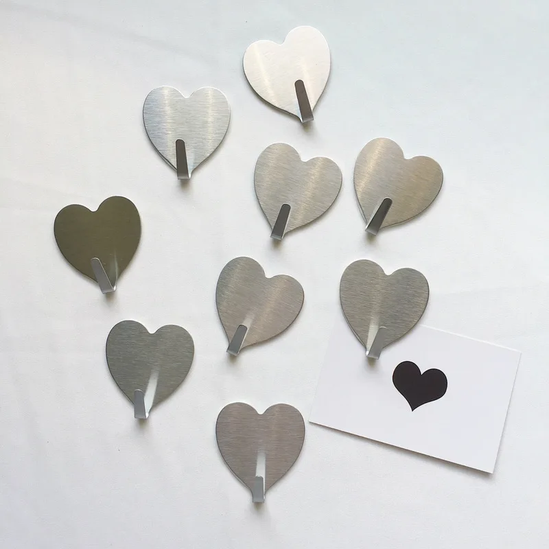 

1PC Convenient Hook Wall Stainless Steel Heart Shape Romantic Adhesive Kitchen Clean Children Room Door Hot Sell
