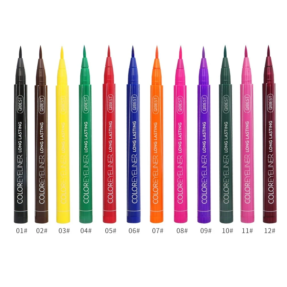 1Pcs Cat Eye Color Eyeliner Makeup Waterproof Neon Liquid Eye Liner Pencil Pen Make Up Comestics Long-lasting Black Makeup Tools