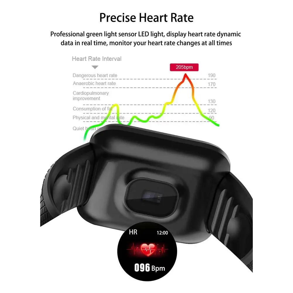  116Plus Smart Bracelet Heart Rate Blood Pressure Health Dial Fashion Big Screen Sports Smart Blueto - 4000040324209