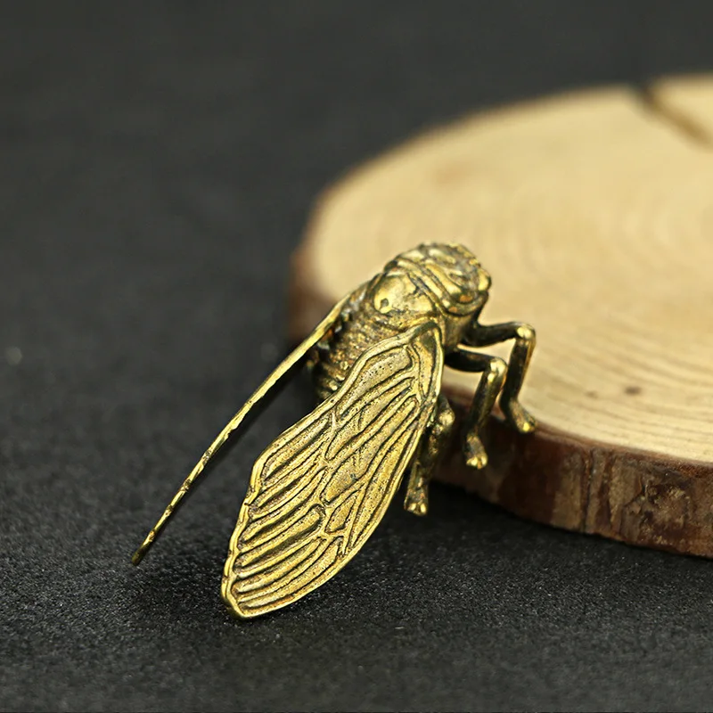 Ручная работа Cicada статуя из чистой латуни коллекция изысканные украшения Декор