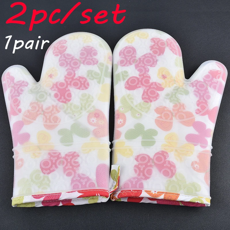 

1pair Kitchen Cooking Microwave Glove Potholder Thickening High Temperature Oven Gloves for BBQ or Kitchen Bakeware Tools