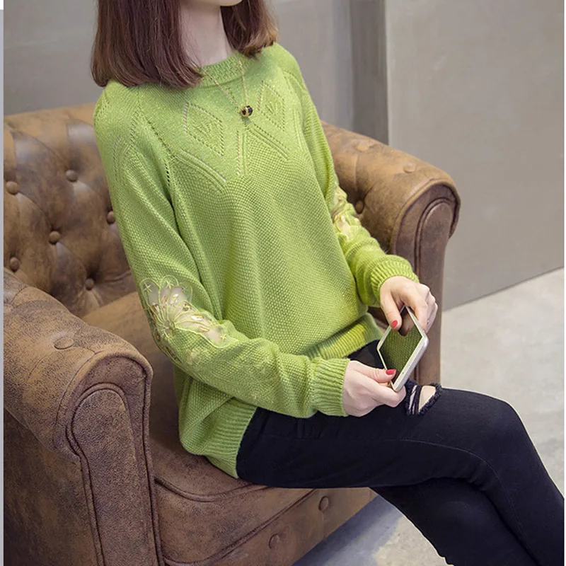 

Lace Mesh Openwork Sweater, Spring 2020 New Loose Round Neck Ladies Sweater