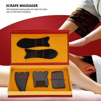 

5 pcs Gua Sha Scraping Massage Tool Horn Scraping Plate Set Massage Health Relaxation Natural Facial Body Scrapes Set