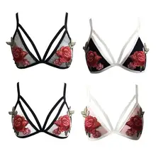 Женский сексуальный бюстгальтер без косточек с бретельками, Эротическое нижнее белье, модный бюстгальтер с глубоким v-образным вырезом и цветочной вышивкой, сексуальный бюстгальтер без косточек, бюстгальтеры для женщин