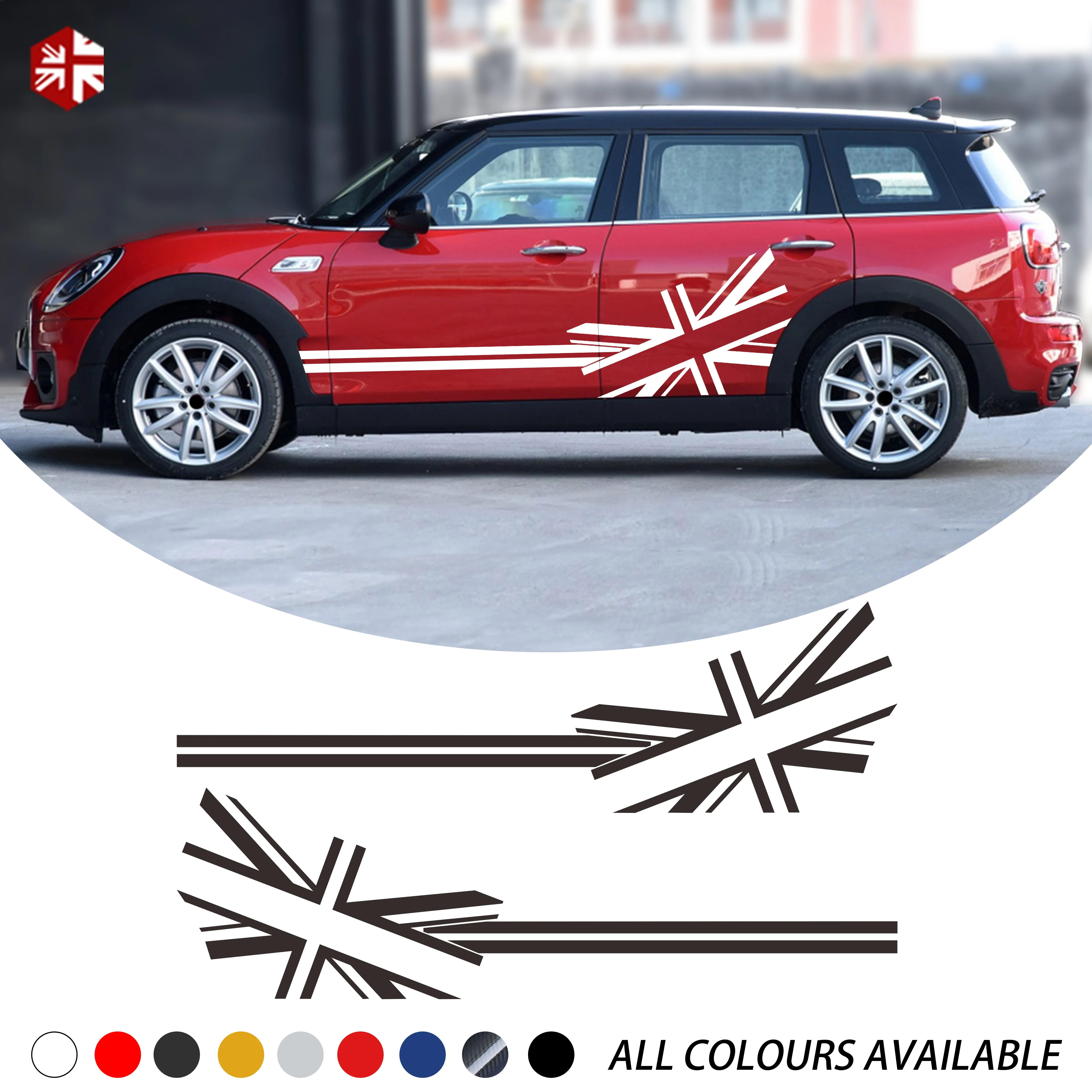 2 Pcs Union Jack Flag Style Car Door Side Stripes Sticker Body Decal For MINI Cooper S Clubman F54 One JCW Accessories