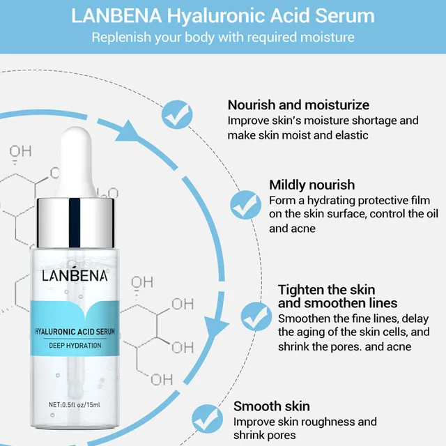 LANBENA Hyaluronic Acid Moisturizing Facial Serum Brighten Shrink Pores Improve Fine Lines Lifting Firming Anti Aging