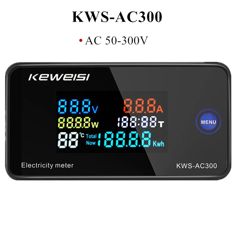 KWS-AC300 AC 50-300V Voltmeter Ammeter KWS Power Energy Meter LED AC Wattmeter Electric Meter with Reset Function 0-100A 40% Off