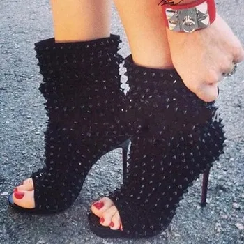 

Rivet Sexy Fish mouth short boots thin heel short boots