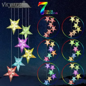 

Star Shape/Love Heart 6LED Solar Powered Wind Chime Lamp Outdoor Garden Hanging Lamp Solar Decorative Lights Garden Decoration