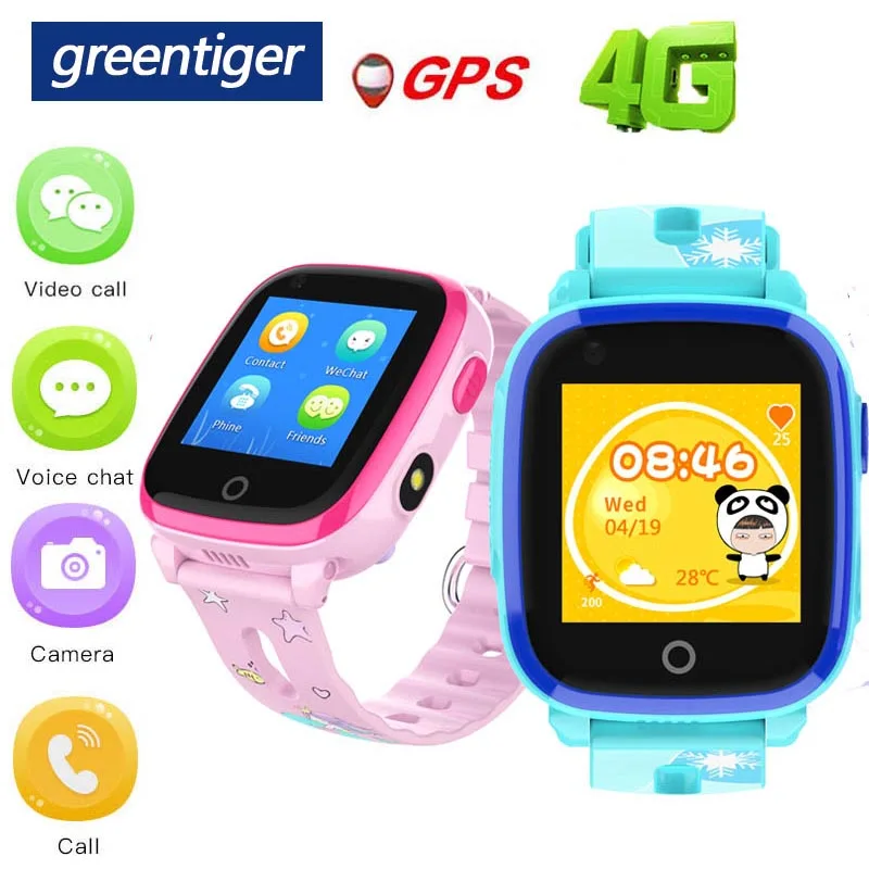 

Greentiger DF33 4G Smart watch Kids Video Call GPS WiFi Position Tracker SOS Remote Camera IP67 Waterproof Baby Safe Watch