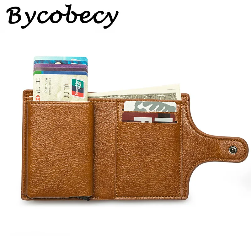 Bycobecy кошелек женский маленький из искусственной кожи мужской держатель для карт Смарт Тонкий RFID женский Чехол для карт Унисекс Винтажный солидный кошелек