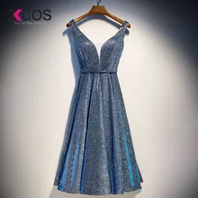 XCOS сексуальные платья для выпускного вечера с v-образным вырезом А-силуэта элегантные вечерние платья с открытой спиной Mezuniyet Elbiseleri Прямая поставка