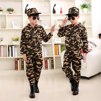 Special Forces Kids Clothing Army Military Scouting Uniform Se Camouflage Coat Pants Hat Training Performance