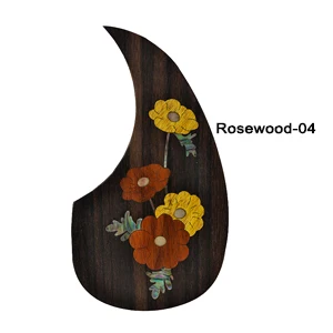 Rosewood-04 HISPETECH гитарные запчасти 1 шт. деревянные накладки с цветочным узором самоклеющиеся защитные наклейки для гитары накладки для 38 39 40 41 дюймов - Цвет: Rosewood-04