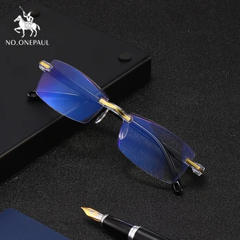 

Men Women Rimless Reading Glasses Bifocal Far Near Blue Light Magnification Eyewear Presbyopic Diopter Anti-blue reading glasses