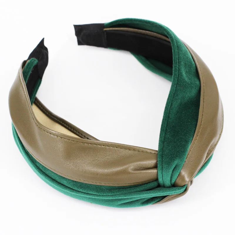 dark green 12 шт. разноцветные корейские витые повязки для волос женские украшения для волос бархатная повязка из искусственной кожи аксессуары для волос в стиле пэчворк - Цвет: dark green
