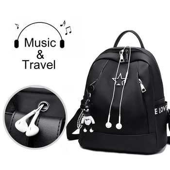 

B&L Women Girls Fashion Designer Rucksack Black Backpack Waterproof Zipper Backpack