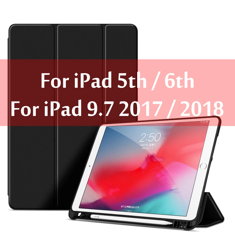 Чехол для ipad Pro 10,5/Air 3 со слотом для ручки Smart Cover для ipad 7th 10,2 чехол Funda для ipad 9,7 6th 5th Generation - Цвет: 9.7 Black