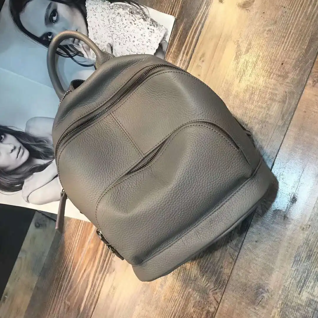 Gray Модная женская сумка из натуральной кожи мягкий рюкзак Bolso Mochila Mujer маленький женский рюкзак Mochila Feminina корейский рюкзак - Цвет: Gray