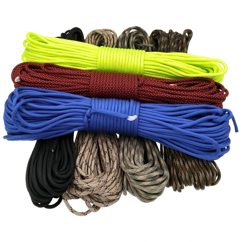 CAMPINGSKY Paracord 550 Parachute Cord Lanyard Tent Rope Guyline Mil Spec  Type III 7 Strand 100FT For Hiking Camping 200 Colors