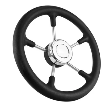 

320mm Tapered Shaft For Boat Polyurethane Foam 5 Spokes Practical Steering Wheel Yacht Marine Replacement Hardware Professional