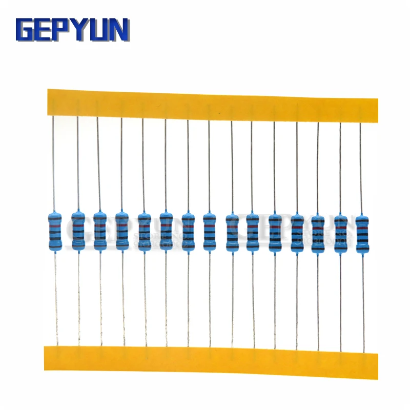 50 Pezzi 1/2W Resistore A Pellicola Metallica 1% 1 2 10 22 47 100 330 Ohm 1K 4.7K 10K 22K 47K 100K 330K 470K 2R 10R 22R 47R 100R 330R 1R ~ 1M