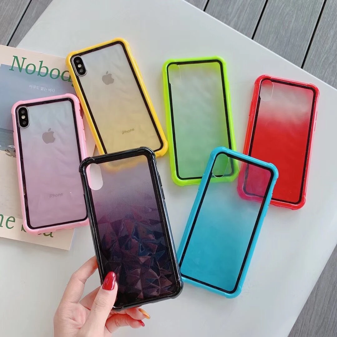 

HUANQING Gradient diamond Case for iPhone 11 Xr XS XS Max 8 7 6 Plus Cover Transparent Silicone Cover Luxury Soft TPU Phone Case