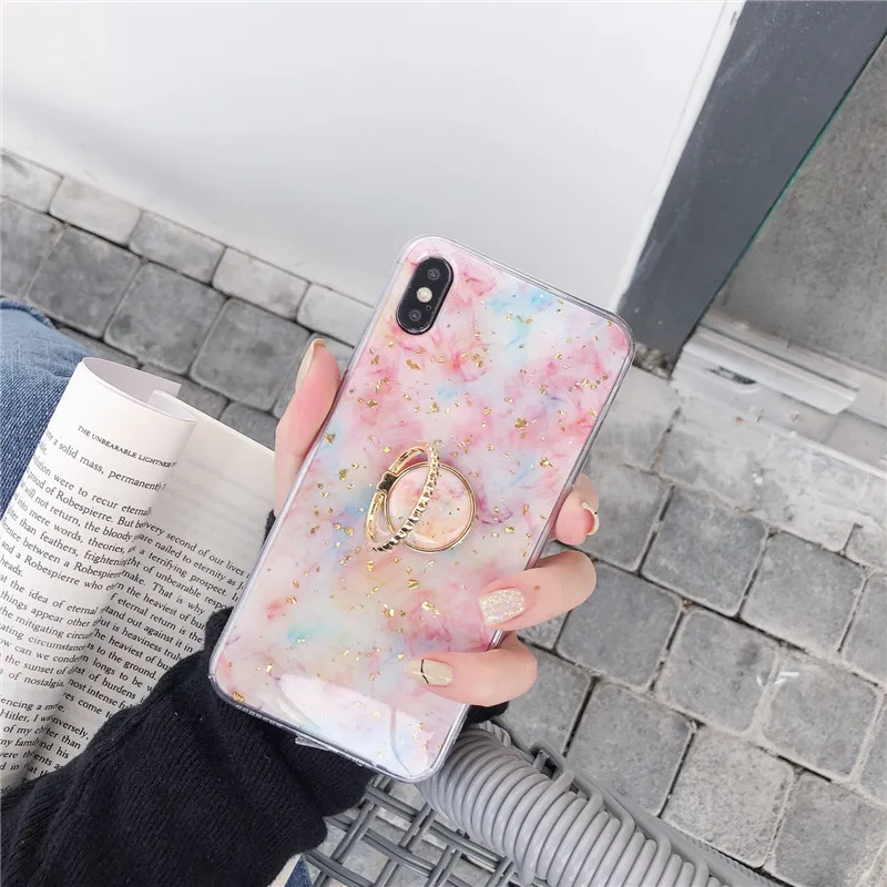 Чехол для iPhone XR силиконовый чехол для iPhone 7 Plus роскошный Держатель подставка мраморный чехол на iPhone XS Max 6 6S 8 10 Чехол