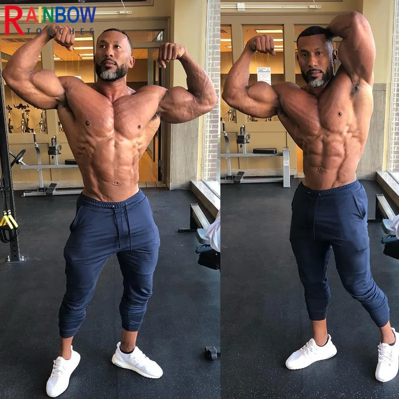 Rainbowtouches Muscle Fitness Brother Solid Color Trend Slim Leggings Casual Sports Cotton Pants | Мужская одежда