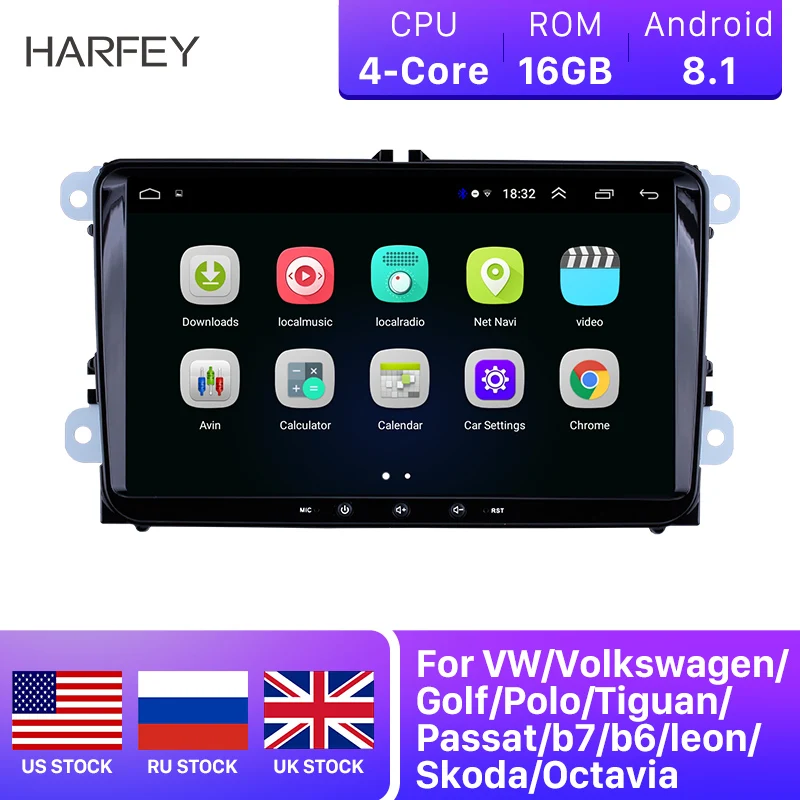 Универсальная Автомагнитола Harfey мультимедийный плеер 9 дюймов HD 2 + 32 ГБ GPS Android 1