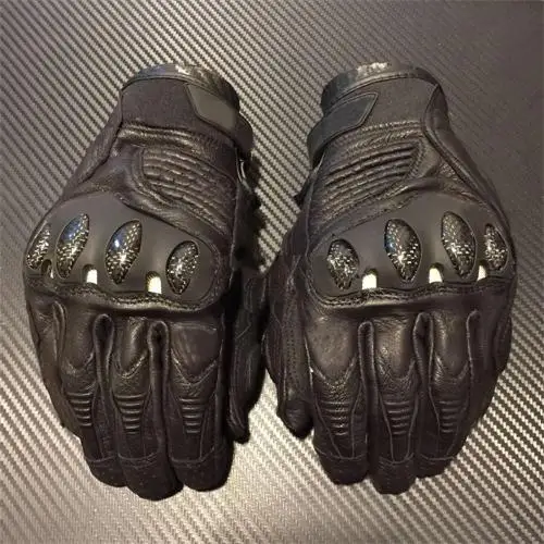 Dain мотоциклетные черные перчатки полный палец натуральная внедорожные кожаные перчатки для верховой езды - Цвет: black
